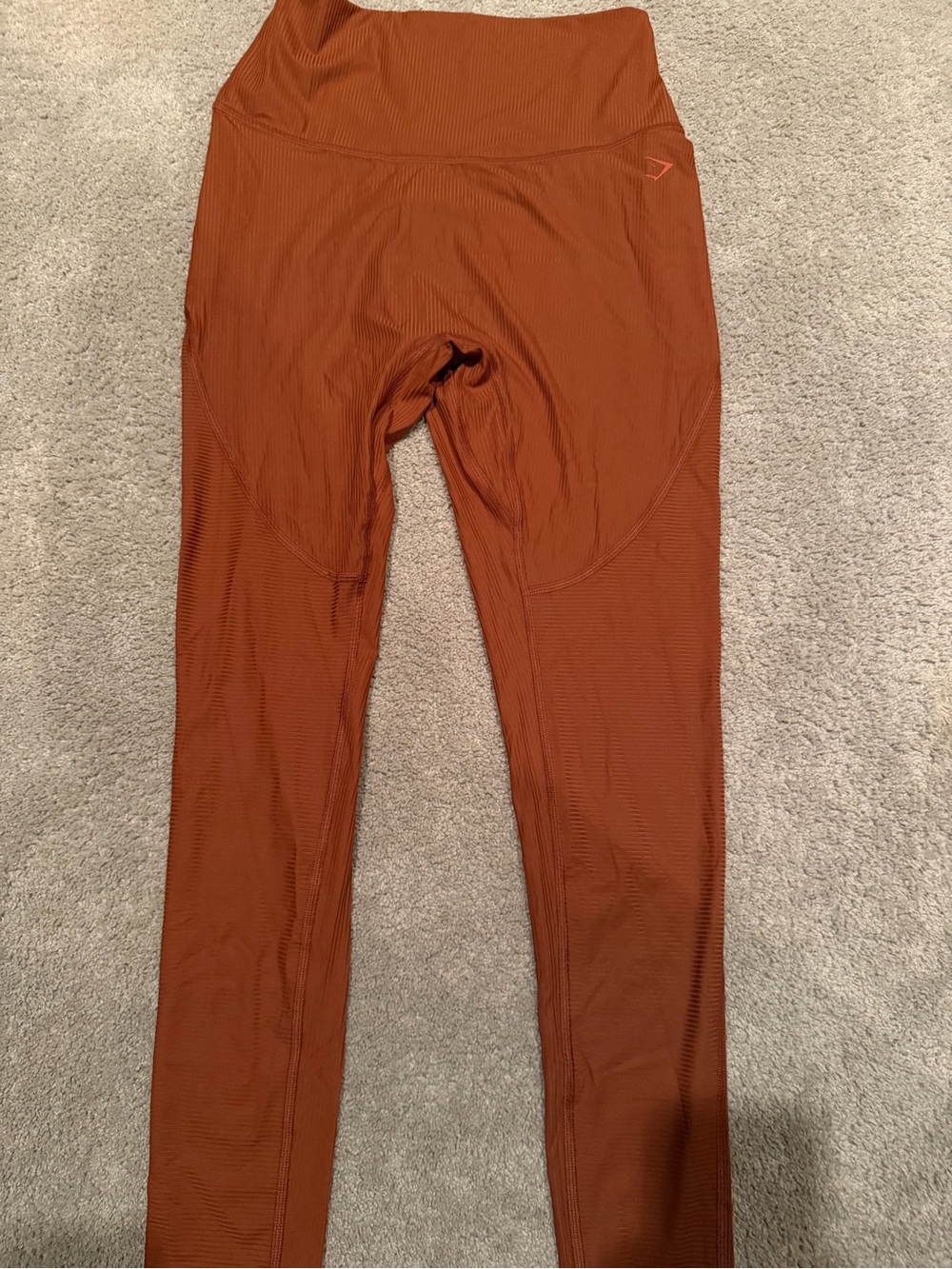 Gymshark High-Waist Ribbed Leggings in Rust Orange